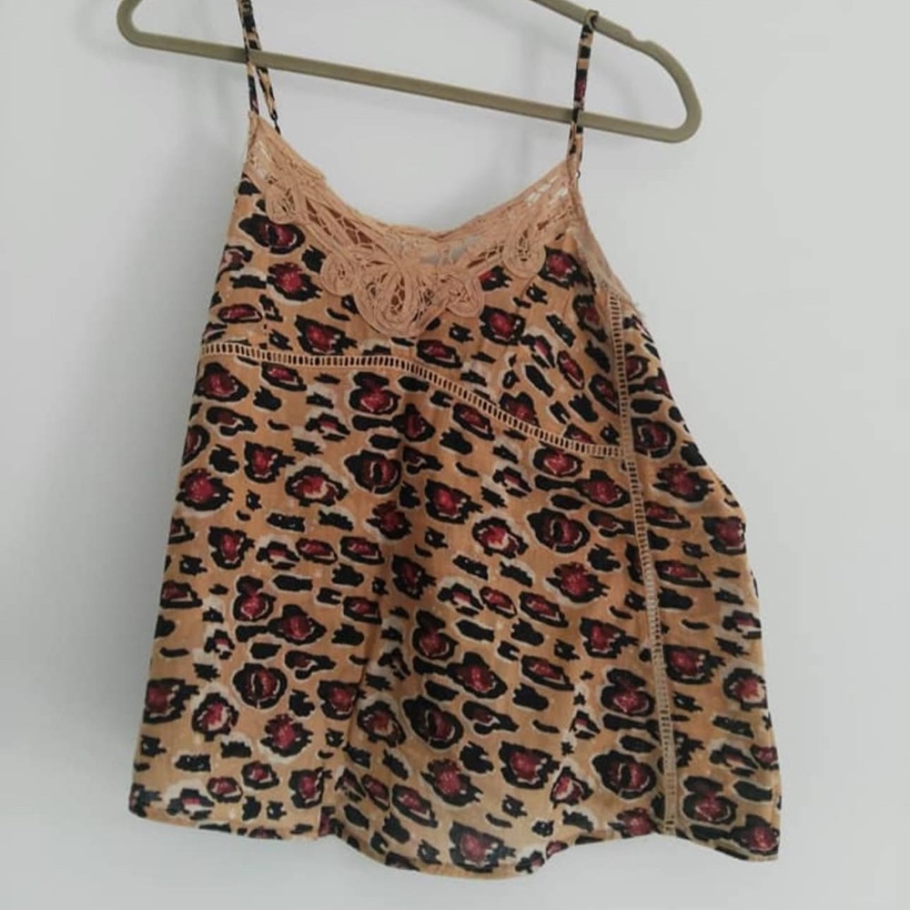 Leopard Print Lace Cami Top